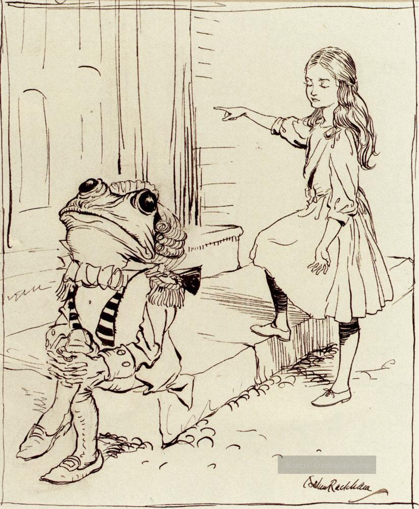 Alice und der Frosch Lakai Illustrator Arthur Rackham Ölgemälde